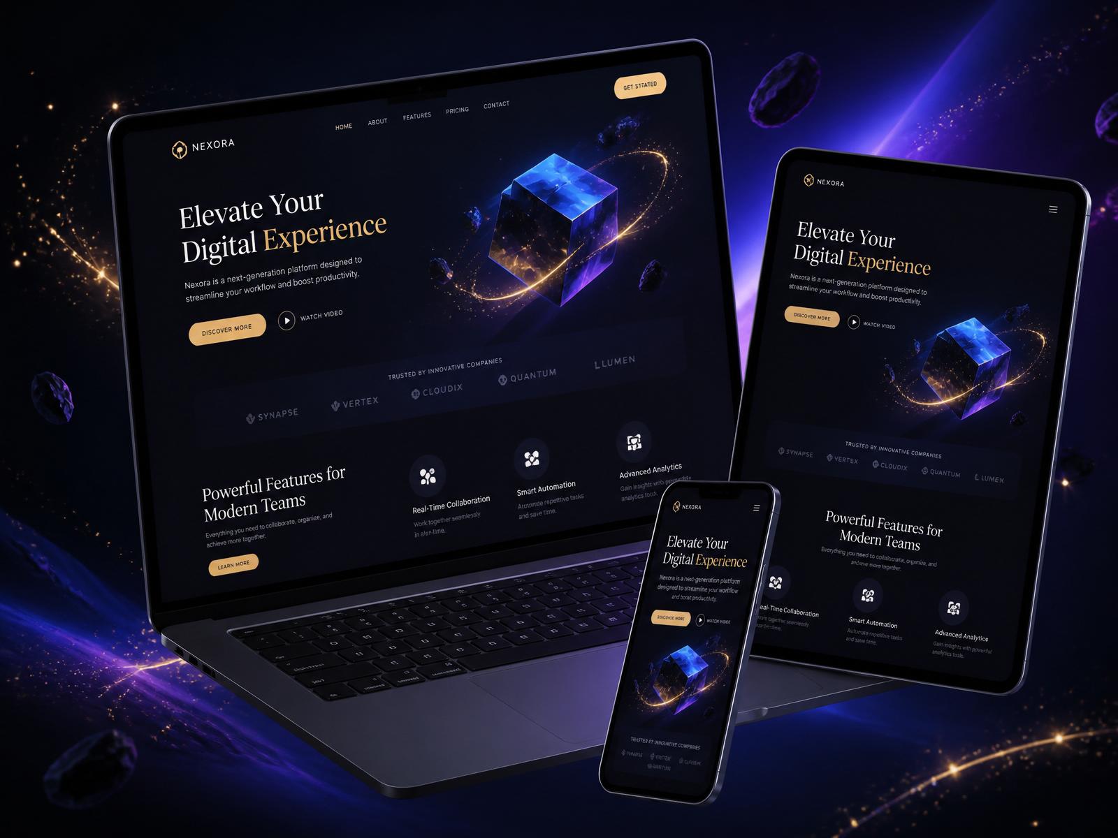 Premium prikaz web stranice na laptopu, tabletu i mobitelu